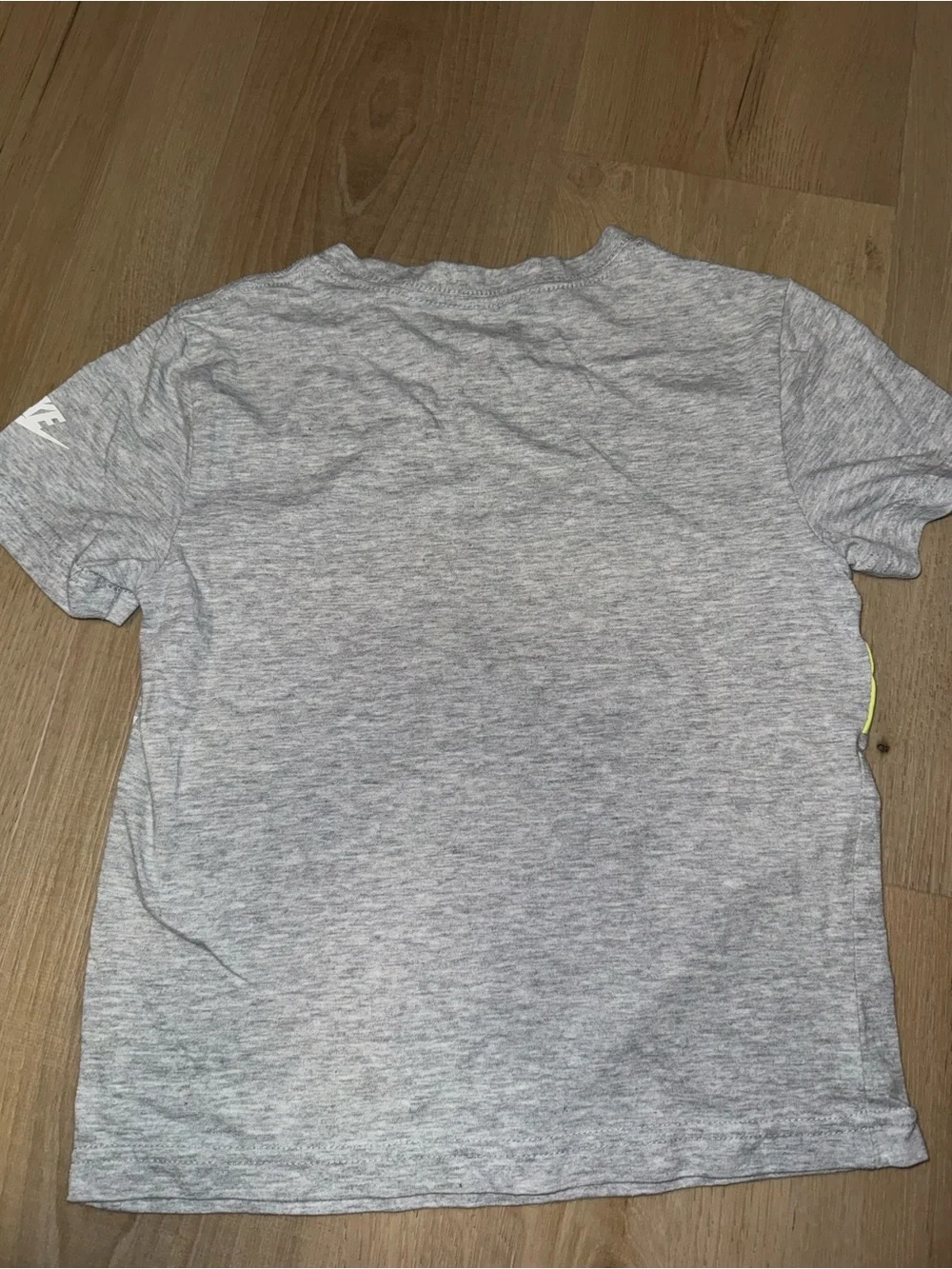 Nike Kids' Gray T-Shirt with Neon Yellow Swoosh